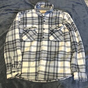 Men's Blue and White Plaid Shirt